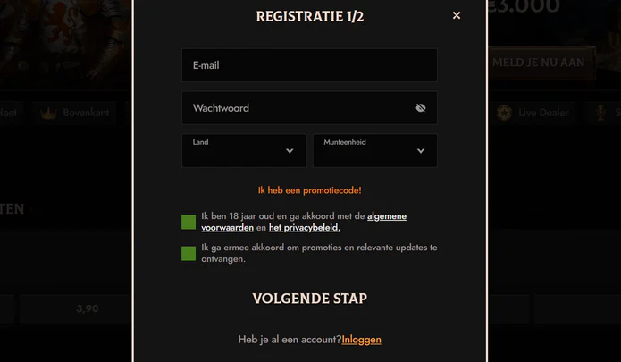 Een account openen bij Crusado